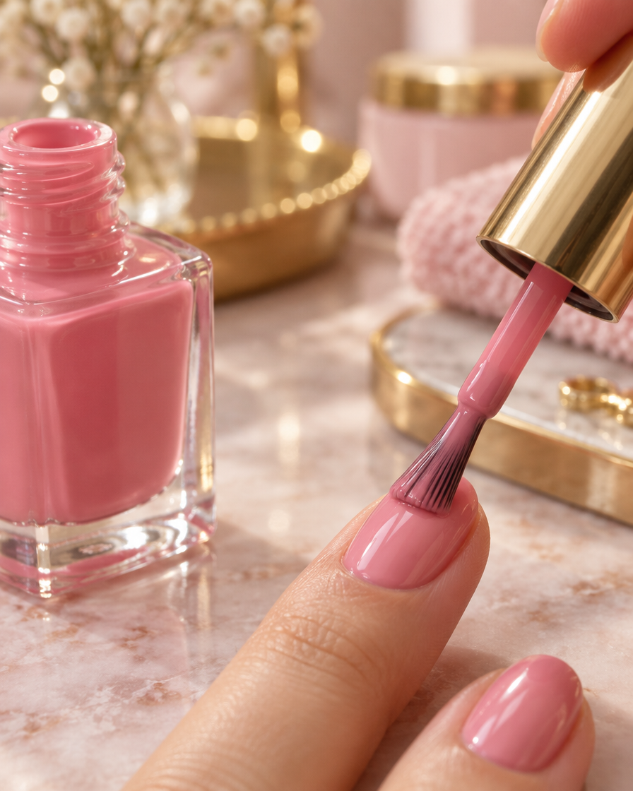 Manicure sendo feita em salão de beleza
